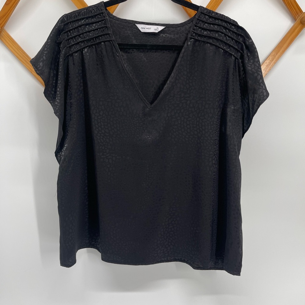 Nine West Black V-Neck Women's Blouse